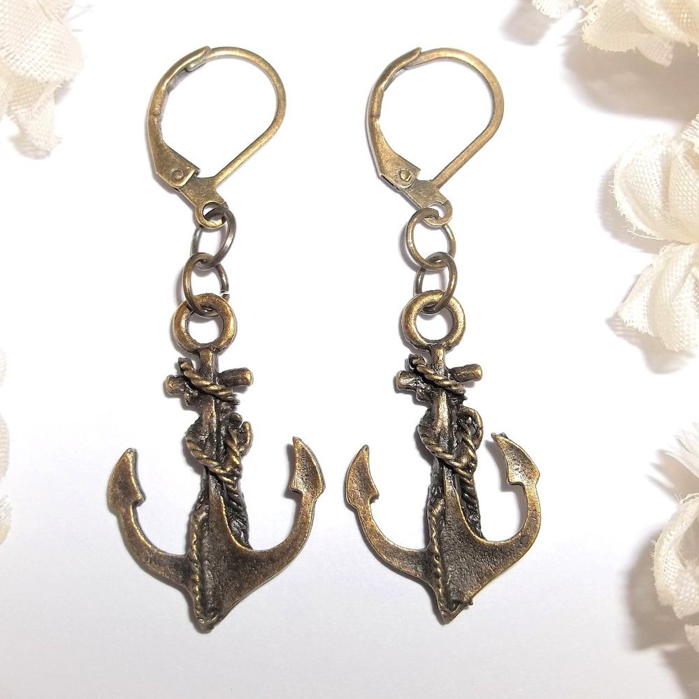 Anchor Earring, Bronze Anchor Earring, Boho Earring, Jewelry Gift Idea, NWT 7949